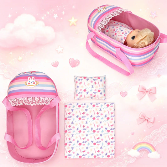 Portable doll crib playset, full view