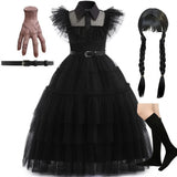 Wednesday Addams Costume - Girls Gothic Black Dress Fancy Dress thumbnail 5