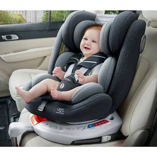 Baby car seat side view showing recline
