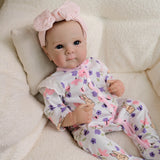 18" Realistic Reborn Baby Doll - Bunny Print Romper, Pink Bow thumbnail 5