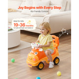 Kids Ride-On Push Car with Horn & Music, Cow Design thumbnail 2