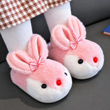 Pantoufles lapin de dessin animé pour filles, chaussures d'intérieur d'hiver chaudes doublées de coton miniature 3