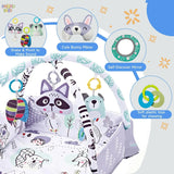 4-in-1 Baby Activity Play Mat | Foldable with Bunny Pillow, Mirror & Hanging Toys thumbnail 3