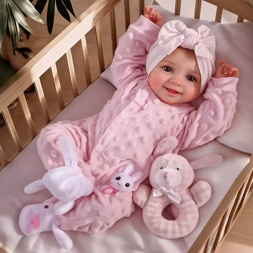 17-Inch Reborn Baby Doll – Realistic Soft Vinyl, Poseable, Smiling Newborn with Accessories