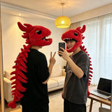 Dinosaur Skeleton Plush Headpiece Costume with Long Spine Tail thumbnail 4