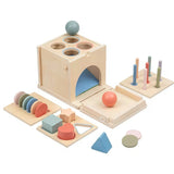Boîte de tri de formes Montessori en bois – Jouet sensoriel 4-en-1 miniature 1