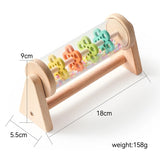 Wooden Sensory Rattle Toy - Rainbow Rainstick, Rolling Gears or Plush Bunny thumbnail 3
