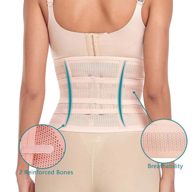Postpartum support belly band, back support detail