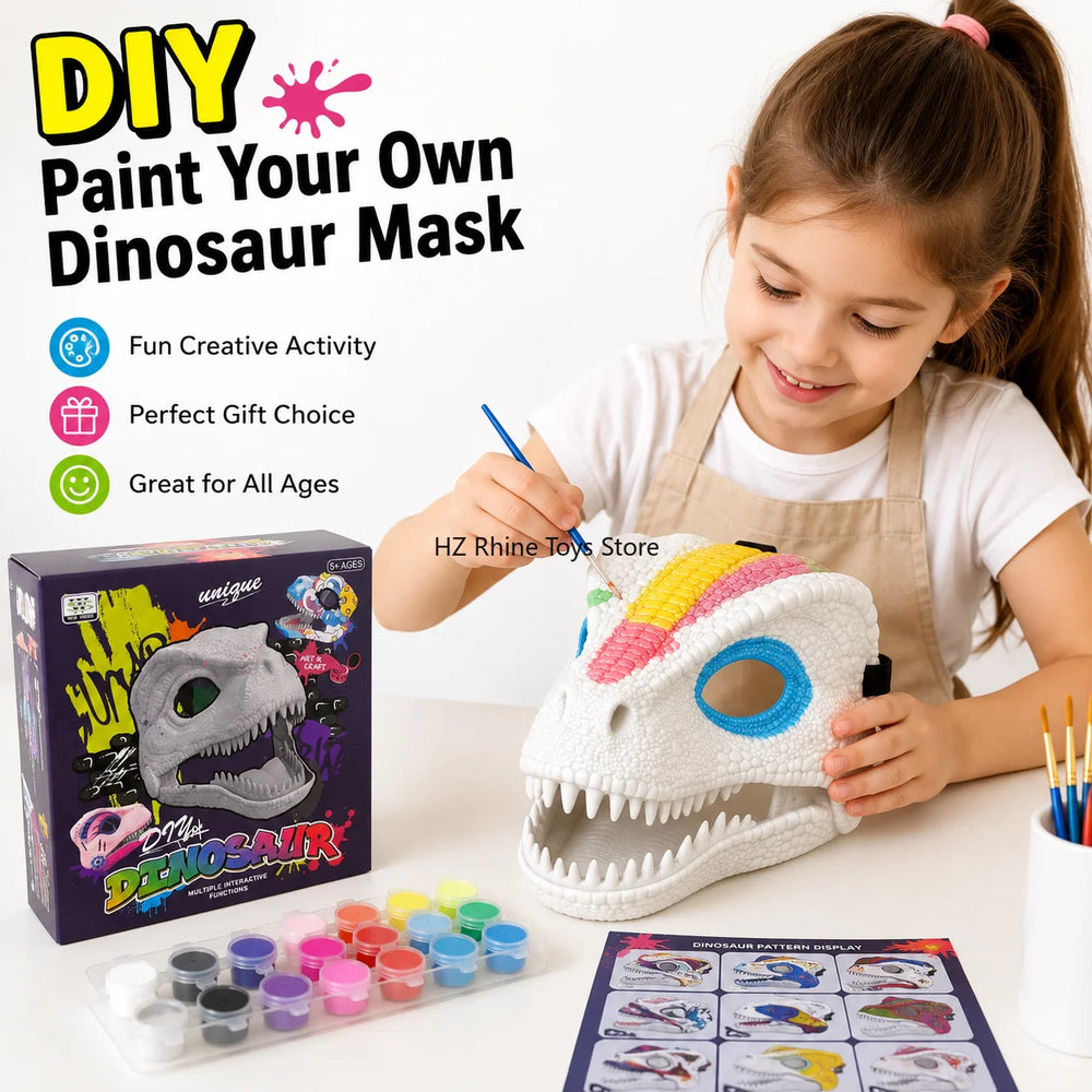 DIY Paintable Dinosaur Mask with Movable Jaw