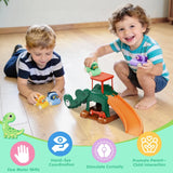 Piste de course de voitures avec toboggan dinosaure – Aire de jeu de stationnement Montessori miniature 3