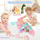 Piste de course de voitures avec toboggan dinosaure – Aire de jeu de stationnement Montessori miniature 2