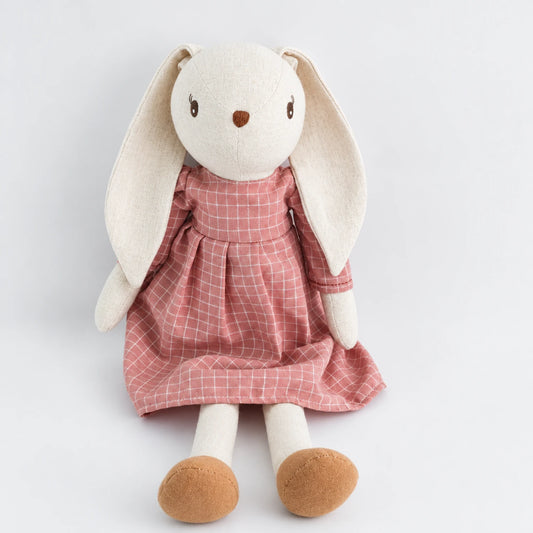 Pink dress rabbit plush doll, soft toy for kids
