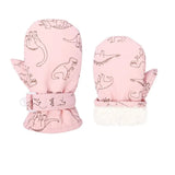 Kids Waterproof Ski Gloves, Dinosaur Print Thick Fleece Winter Mittens thumbnail 1
