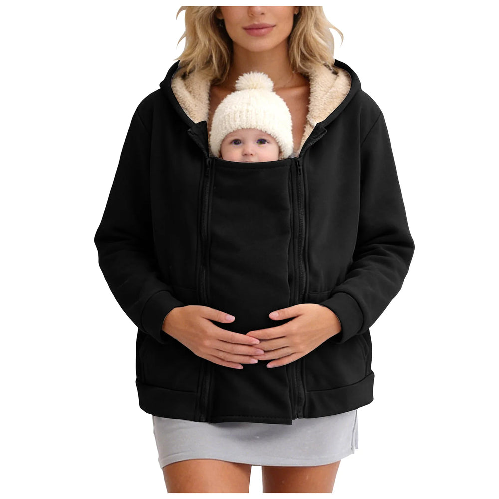 2-in-1 Zip-Up Babywearing Fleece Sweatshirt Coat