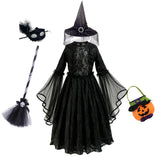 Girls Gothic Lace Dress Costume with Bell Sleeves thumbnail 6