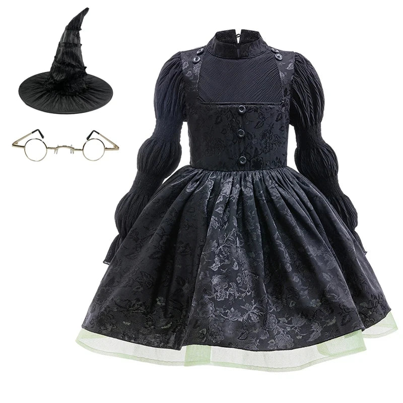 Girls Gothic Witch Costume with Hat & Glasses