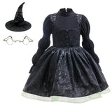 Girls Gothic Witch Costume with Hat & Glasses thumbnail 1