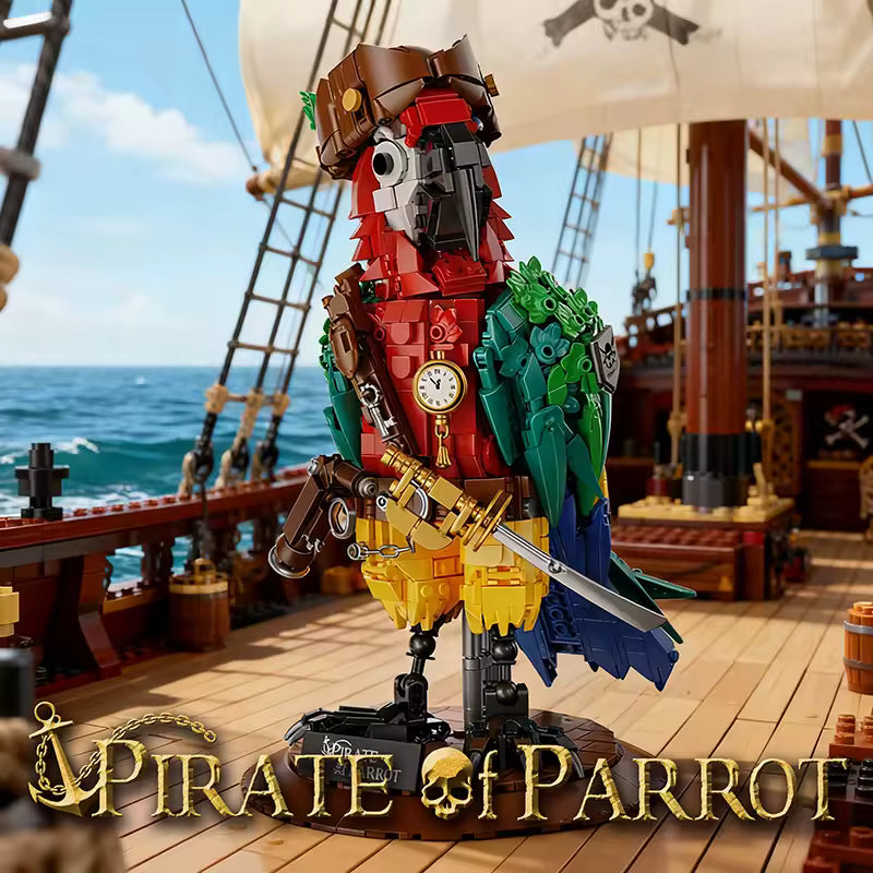 Pirate Parrot Building Block Model – Creative Animal Brick Set for Room Decor