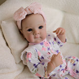 18" Realistic Reborn Baby Doll - Bunny Print Romper, Pink Bow thumbnail 6