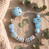 Personalised Name Pacifier Clip - Silicone & Wood Dummy Holder thumbnail 3