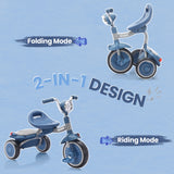 Foldable 4-in-1 Toddler Tricycle with LED Light & Storage Basket thumbnail 5