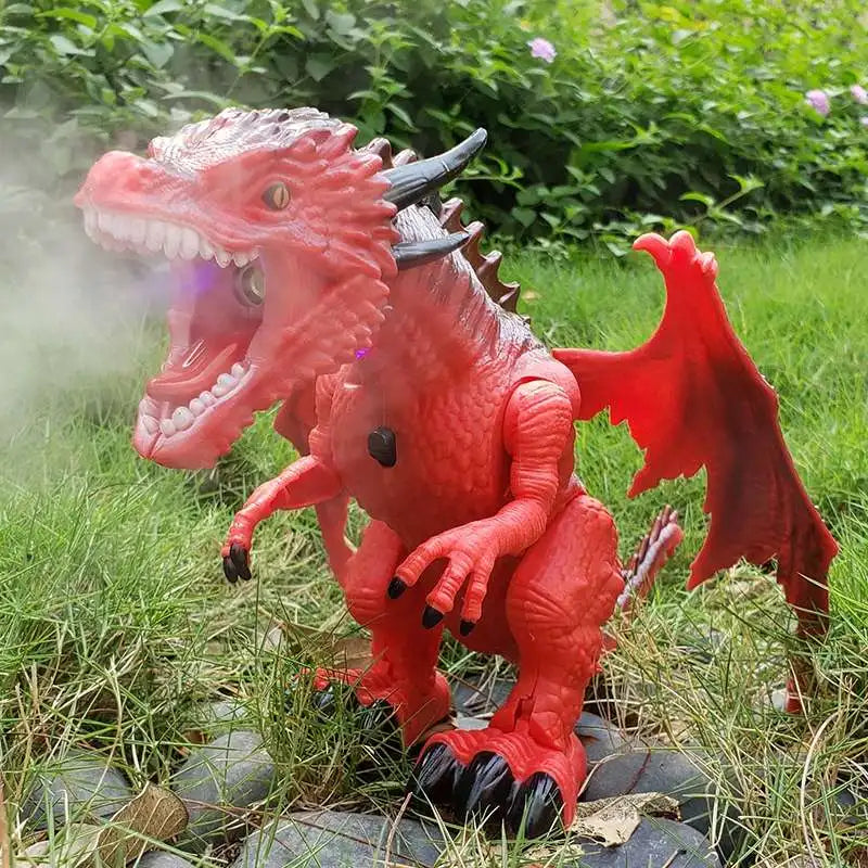 RC Walking Dinosaur Toy with Fire-Breathing Spray Effect, LED & Sound