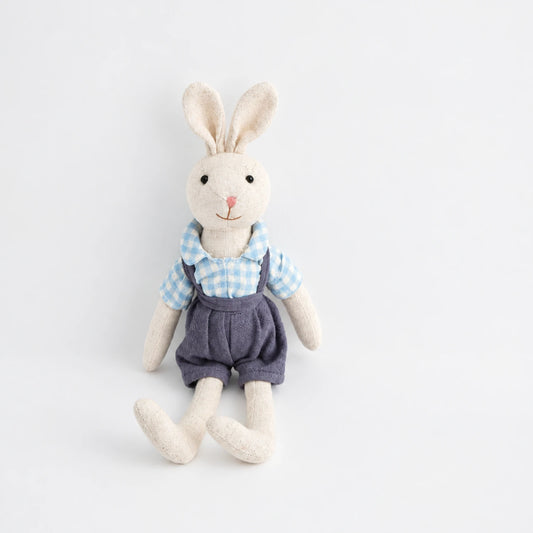 Blue ribbon rabbit plush doll, soft toy for kids