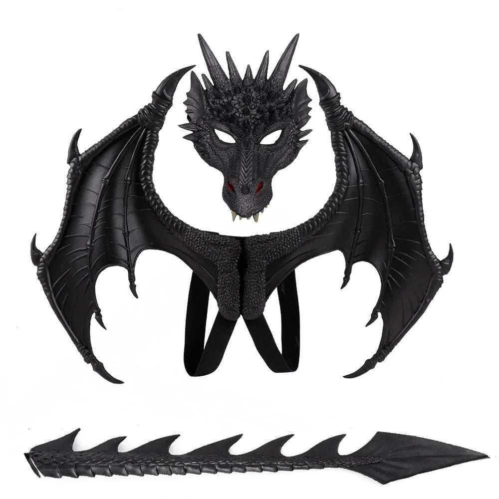 Dragon Cosplay Costume Set - Mask, Wings & Tail