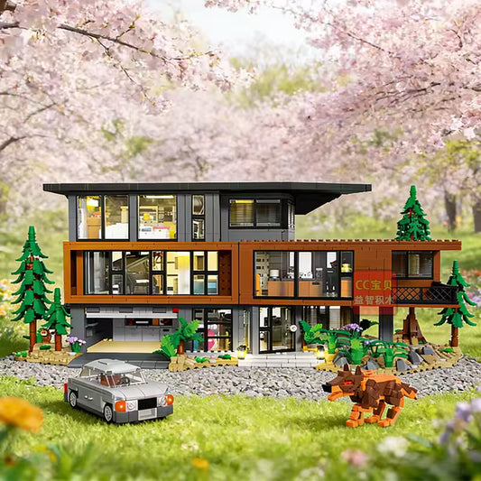 Modern forest villa building set interior
