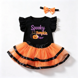 Baby Girls Pumpkin & Black Cat Halloween Tutu Set thumbnail 4