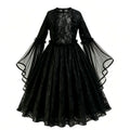 Girls Gothic Ghost Bride Costume - Lace Tulle Dress with Roses