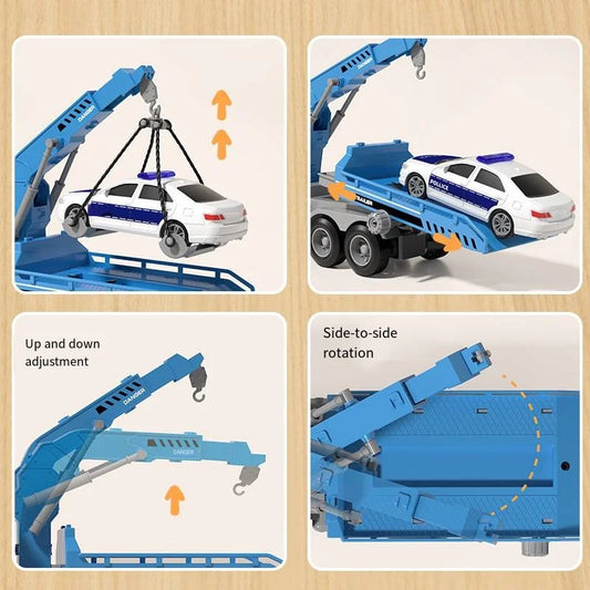 Crane tow truck toy, crane arm lifting car