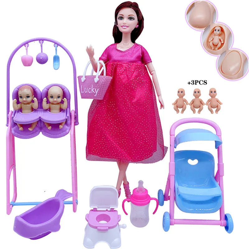 Fashion Doll Pregnancy Playset with Baby, Pram & Nursery Set