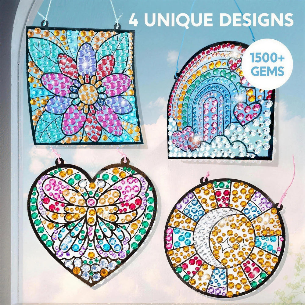 Window Art Gem Suncatcher Craft Kit - 4 Designs for Kids