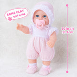 12 Inch Reborn Baby Doll Set with Jumpsuit, Lace Hat & Pacifier thumbnail 6