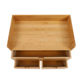 Bamboo Desk Organizer with 3 Drawers – Natural Wood Tabletop Storage thumbnail 4