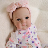 18" Realistic Reborn Baby Doll - Bunny Print Romper, Pink Bow thumbnail 4