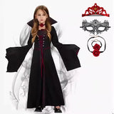 Girls Vampire Queen Halloween Costume Dress with Gothic Collar thumbnail 4