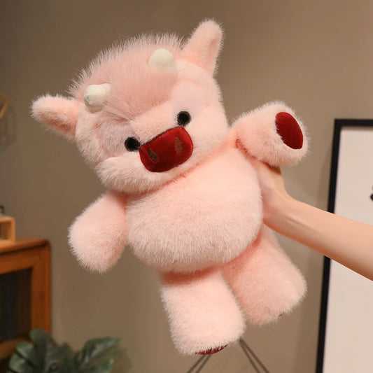 Pink Highland Cow sitting plush toy, 40cm