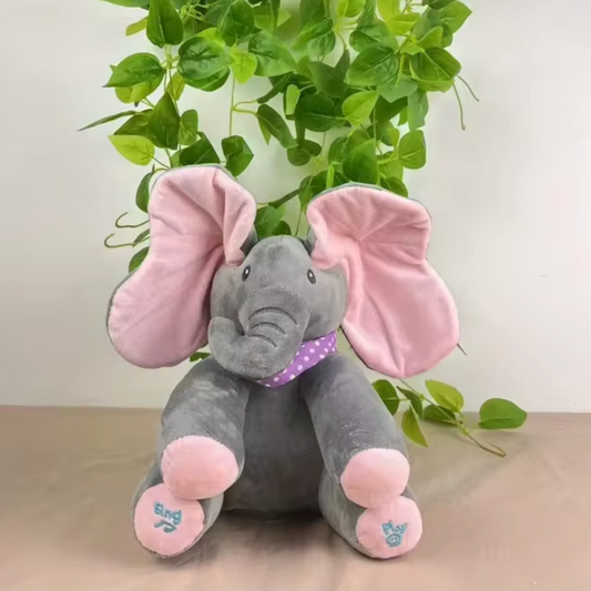 Peek-a-boo talking elephant playing peek-a-boo