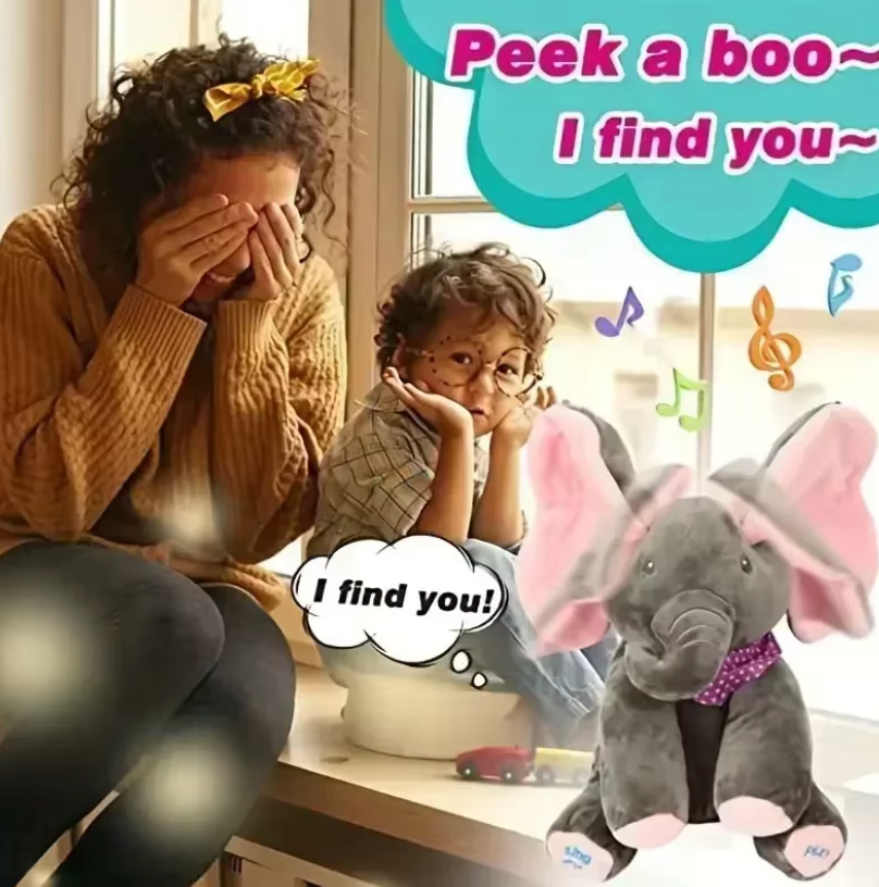 Peek-a-boo talking elephant close up