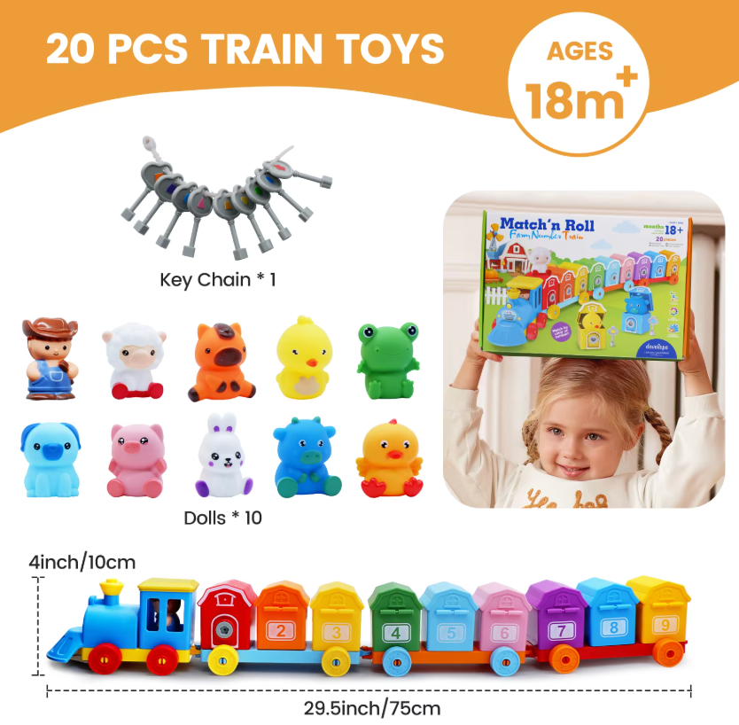 Montessori farm learning train play detail