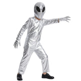 Kids Silver Alien Astronaut Costume with Mask and Gloves thumbnail 1