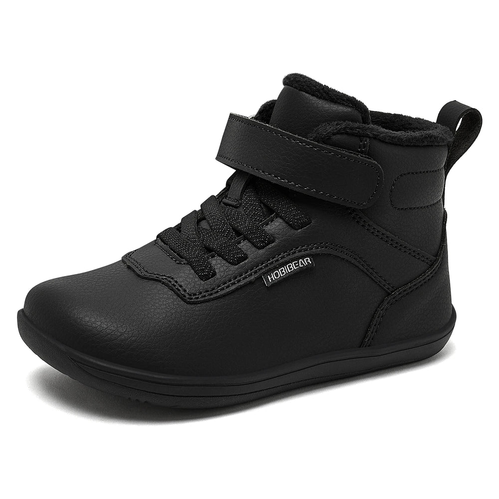 Kids Winter Barefoot High-Top Sneakers, Fleece-Lined Ankle Boots