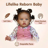 22" Realistic Reborn Toddler Doll - Curly Hair, Blue Eyes, Soft Body thumbnail 4