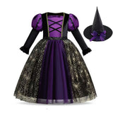 Purple Spiderweb Witch Dress Costume with Hat thumbnail 2