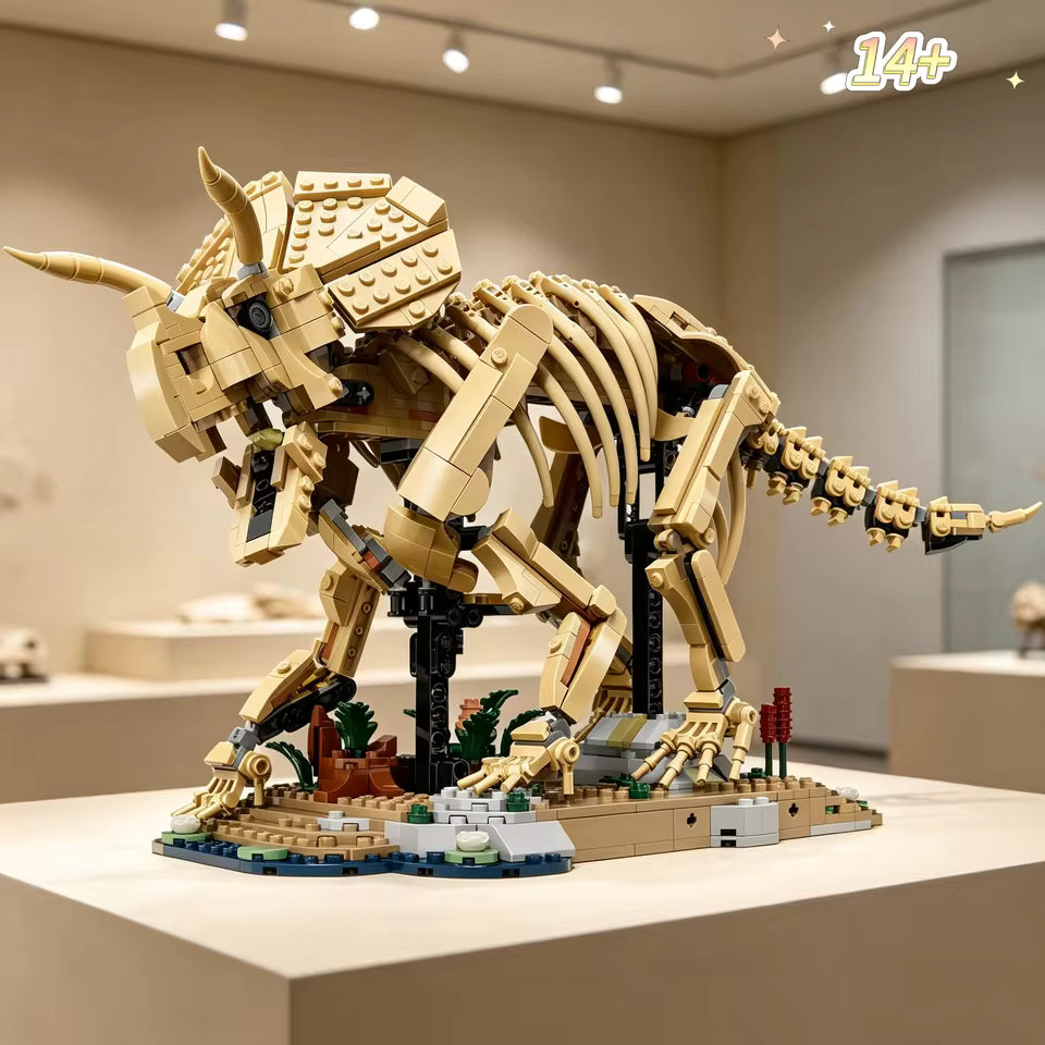 1154-Piece Triceratops Dinosaur Building Block Model – Collectible Display Set