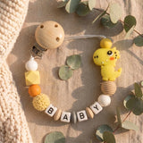 Personalised Name Pacifier Clip - Silicone & Wood Dummy Holder thumbnail 5