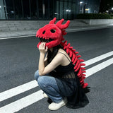 Dinosaur Skeleton Plush Headpiece Costume with Long Spine Tail thumbnail 3