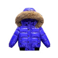 Kids Shiny Down Jacket with Faux Fur Hood - Boys Girls Winter Puffer Coat